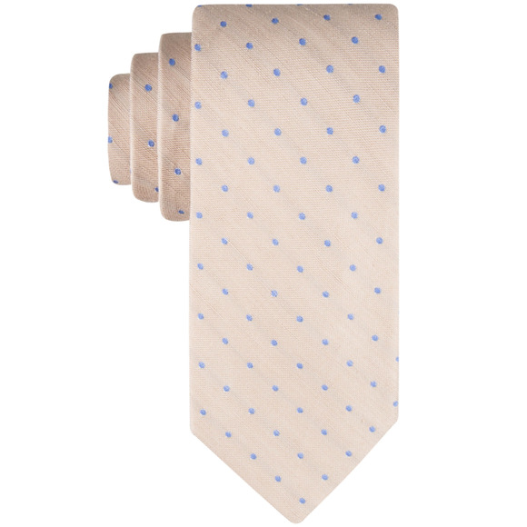 Tommy Hilfiger Men Linen Dot Tie Taupe - Picture 1 of 1